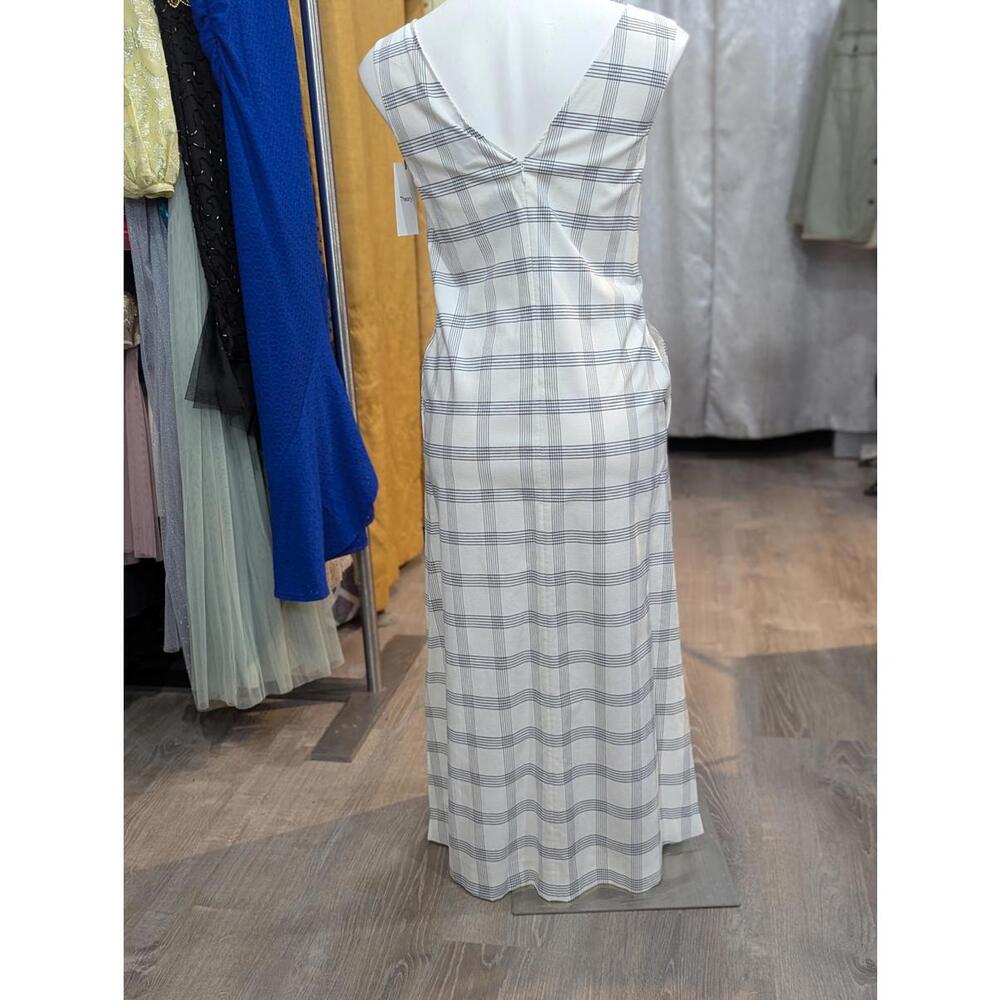 Theory Spring Plaid Deep V Maxi - Picture 2 of 7